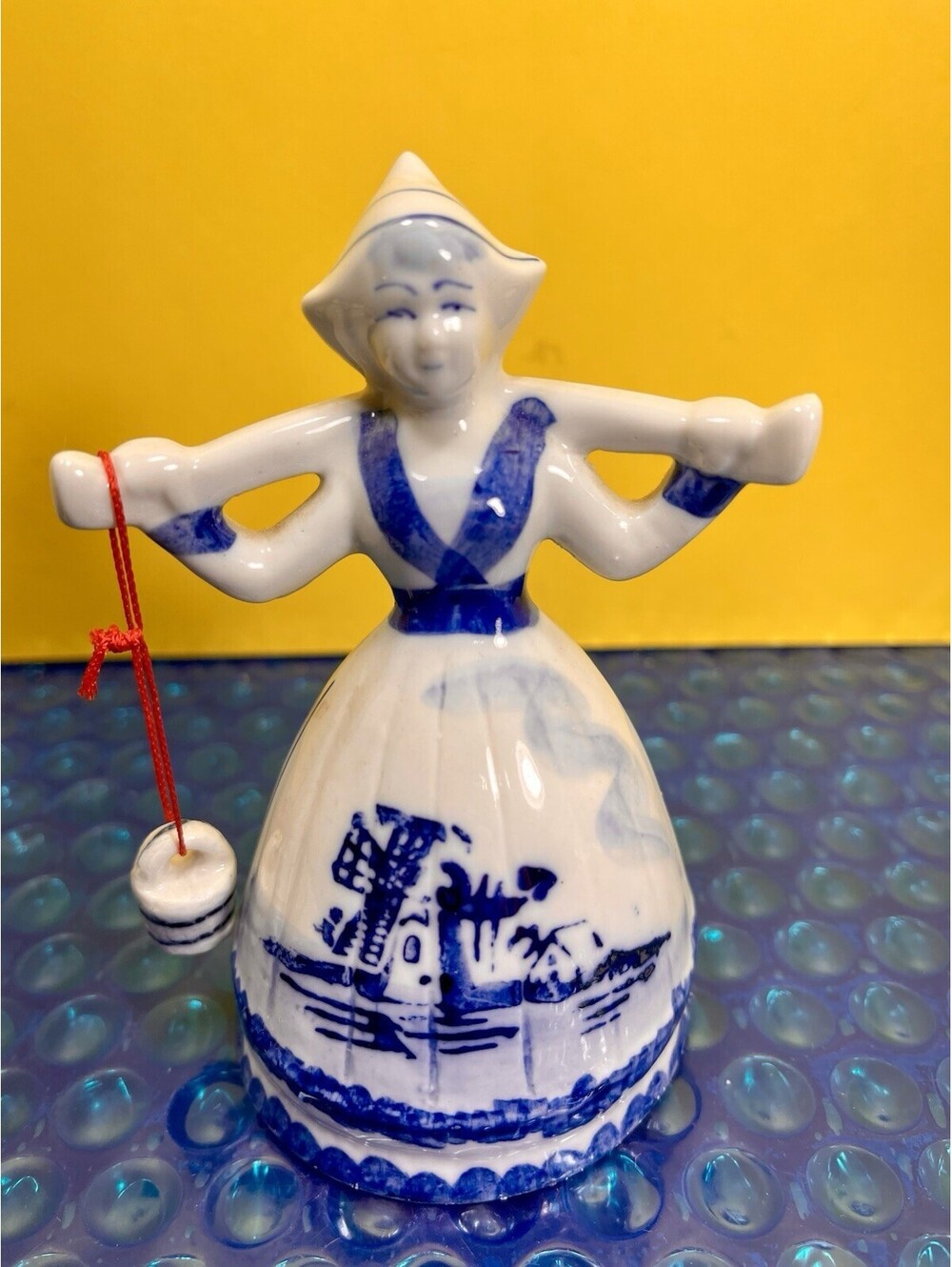 Great Vintage HP Delft Blue Porcelain Figurine Milk Maiden Water Carrier